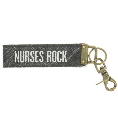 Nurses Rock Canvas Keychain