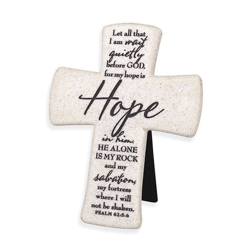 Hope in Him He Alone is My Rock HOPE Cast Stone Cross