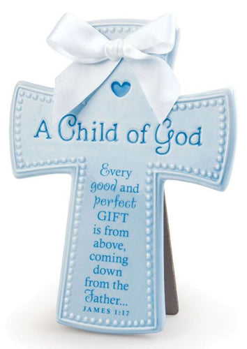 A Child of God Baby Boy Keepsake Cross