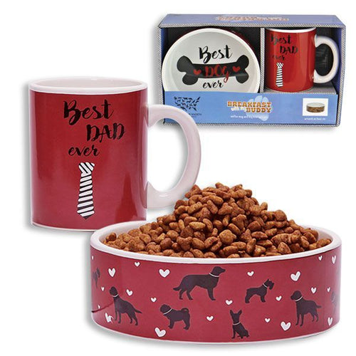 Best Dad Ever Coffee Mug & Best Dog Ever Dog Bowl Gift Set
