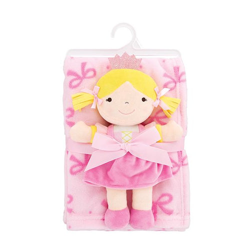 Bon Bebe Pigtail Princess Plush Doll and Blanket Set New Baby Gifts
