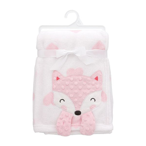 Pink Heart Fox Baby Blanket