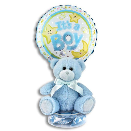 It's a Boy Blue Teddy Bear Balloon Bouquet
