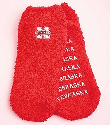 Super-Soft Red Collegiate Slipper Socks Nebraska Huskers