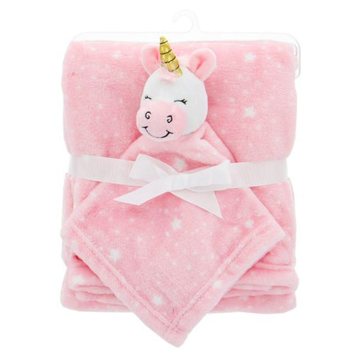 Star Unicorn Soft Girl Fleece Baby Blanket Gift Set