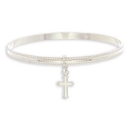 Baby Girl Silver Tone Baby's First Bracelet with Cross New Baby Shower Gifts