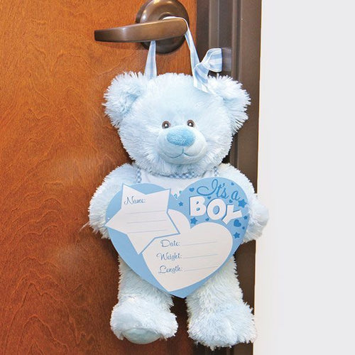 Boy Birth Announcement Bear Door Hanger