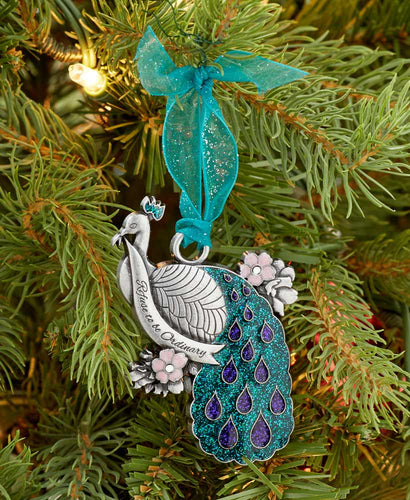 Refuse to be Ordinary Peacock Christmas Ornament