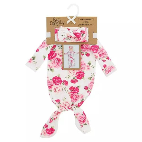 Floral Baby Gown & Headband