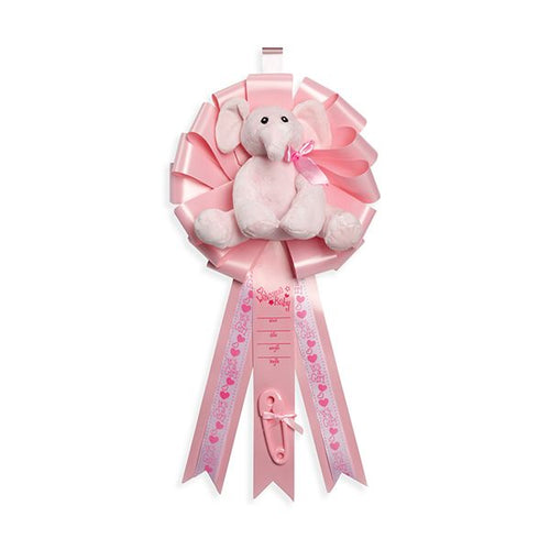 Pink Elephant It's a Girl Birth Announcement Door Hanger