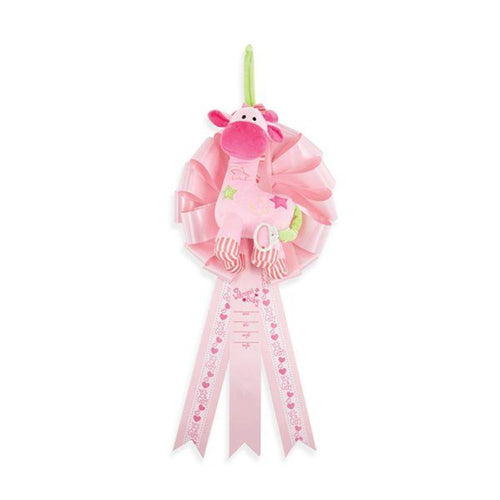 Musical Giraffe Pink It's a Girl Birth Announcement Hospital Door Hanger