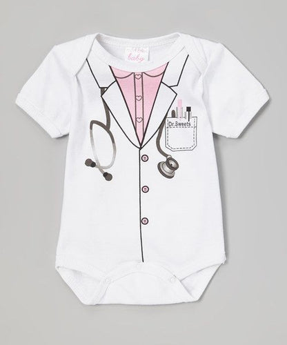 Mon Cheri Baby Infant Girls White 'Dr.Sweets' Bodysuit Shirt Size 0 - 3 Months