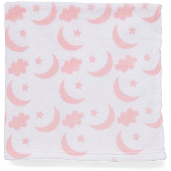 Pink Baby Girl Moon and Star Fleece Baby Blanket