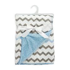 Boys Ultra-Soft Chevron Design Faux Mink and Sherpa Baby Blanket Gifts