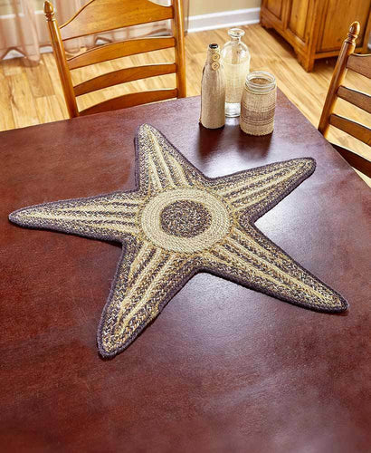 Homestead Jute Brown and Tan Braided Star Table Centerpiece Rug