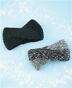 Warm 2 Women's Crisscross Knit Headwraps Wraps Winter BLACK & GRAY