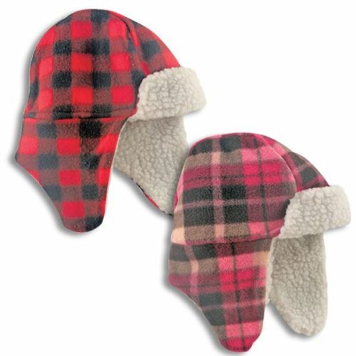 Pink Plaid Fuzzy Baby Girl Ear Flap Hat