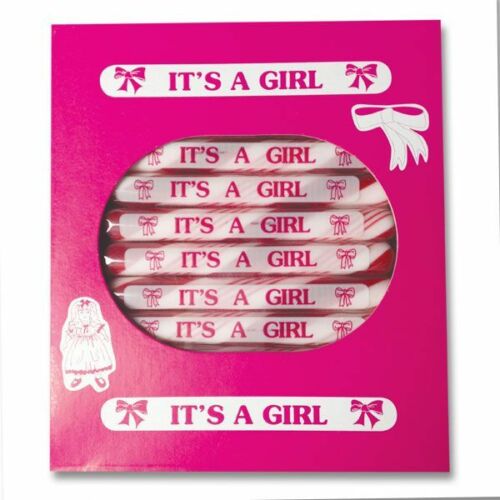 It's a Girl Peppermint Stick Candy Birth Announcement
