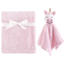Load image into Gallery viewer, Hudson Pink Baby Girl Security Blanket with Plush Unicorn Toy Lovie