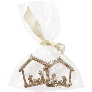 Glitter Nativity Ornaments - Set of 2