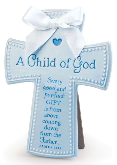 A Child of God Baby Boy Keepsake Cross