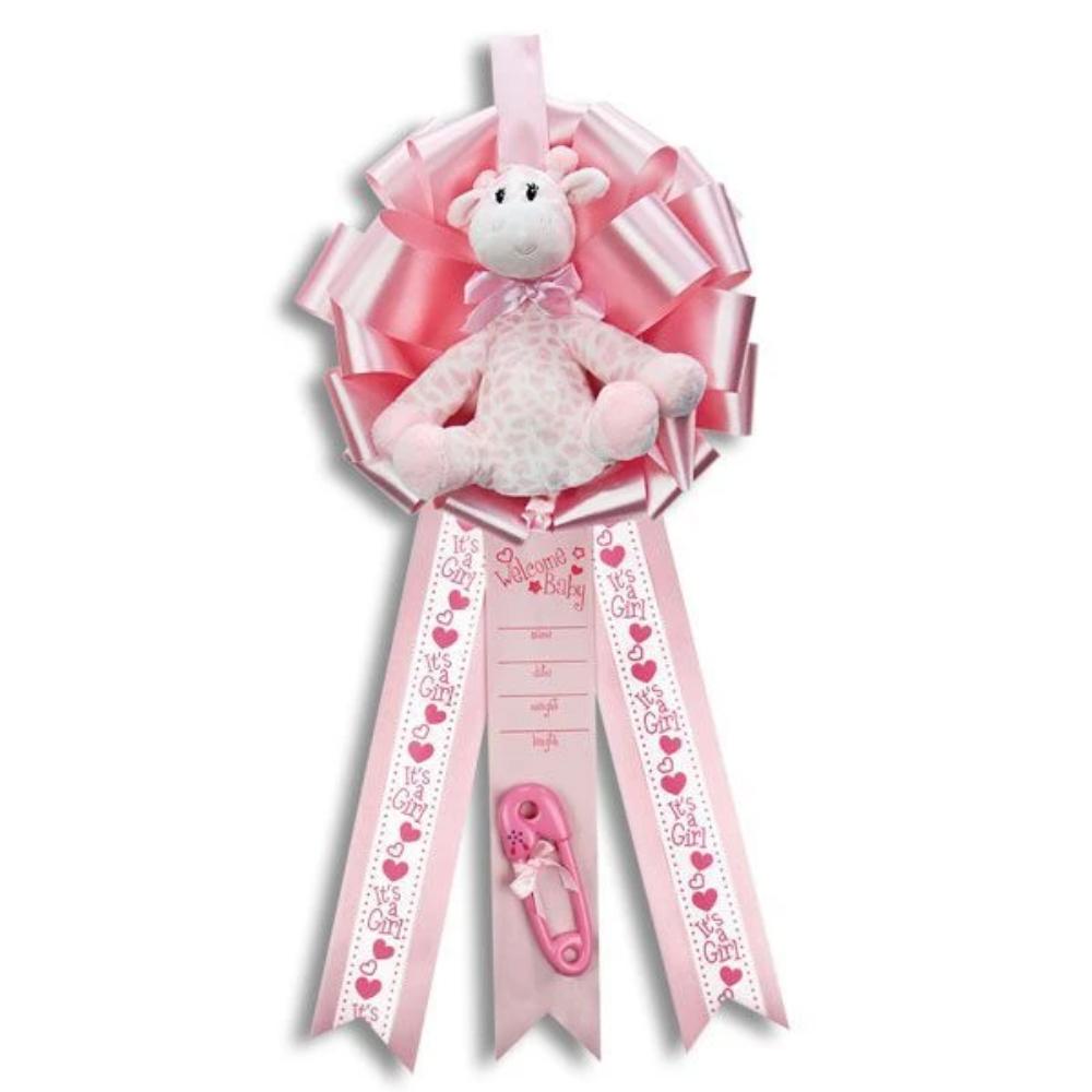 Giraffe It's a Girl Birth Announcement Hospital Door Hanger