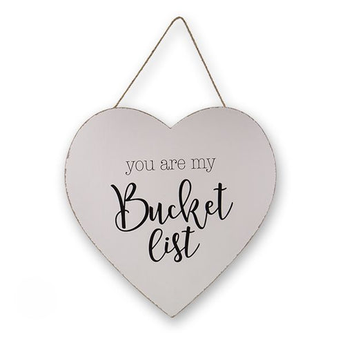 Wood Heart Bucket List Hanging Sign