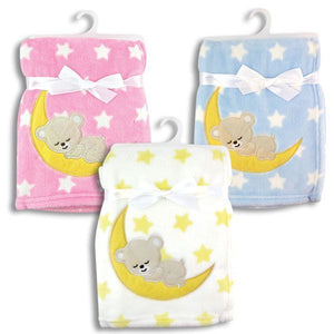 Ultra Soft Fleece Teddy Bear Star Baby Blanket