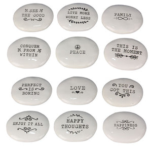 White Ceramic Assorted Message Inspirational Blessings Tokens