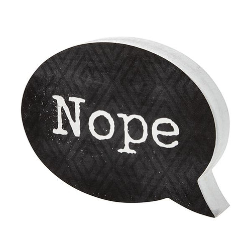 Nope Thought Bubble Wooden Block Sign