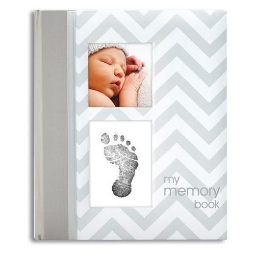 Unisex Gray Chevron Baby Record Book