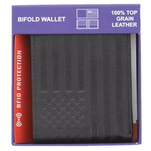 Load image into Gallery viewer, Black Leather Bifold Flag Wallet