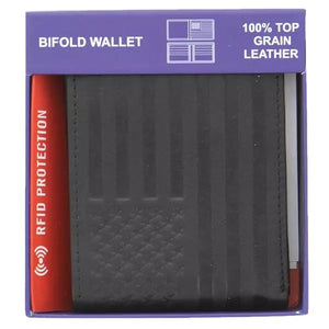 Black Leather Bifold Flag Wallet