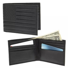 Load image into Gallery viewer, Black Leather Bifold Flag Wallet