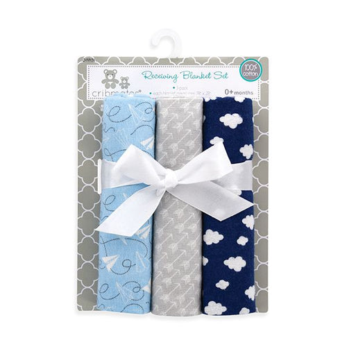 Blue Baby Boy Receiving Baby Blanket Set