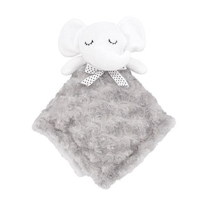 Gray Rosette Boy Baby Blanket with Soft Elephant Security Blanket