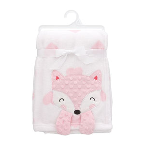 Pink Heart Fox Baby Blanket