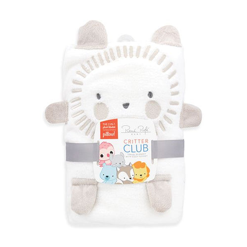 Critter Club White Travel Baby Blanket with Cozy Pocket