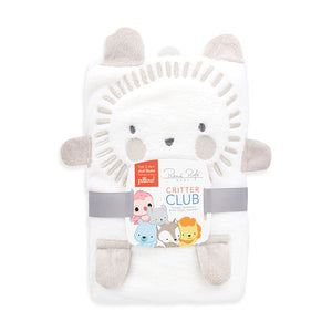 Critter Club White Travel Baby Blanket with Cozy Pocket