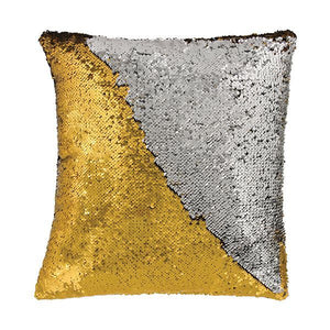 Mermaid Gold / Silver Reversible Sequins Square Throw Pillow Indoor Decor