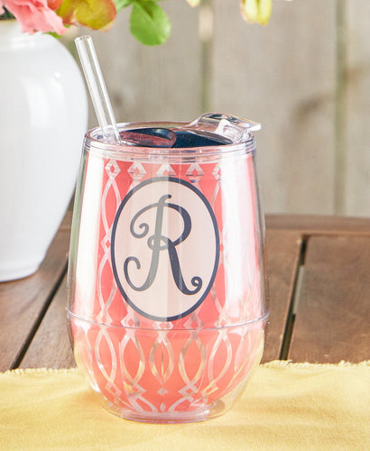 Monogram R Stemless Wine Tumbler