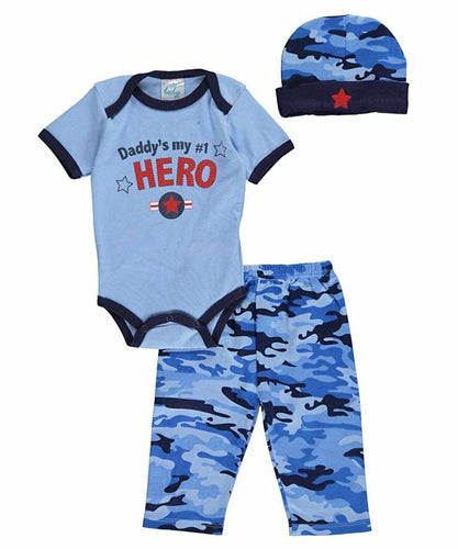 Hero Daddy Blue Camo Baby Boy Gift Set