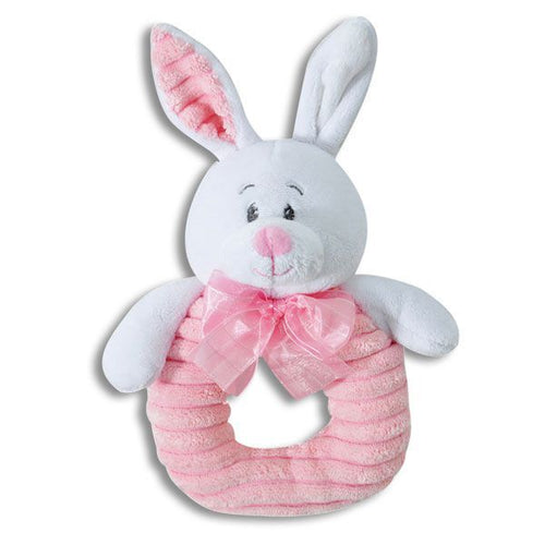 Nubby Cord Plush Pink Bunny Baby Rattle