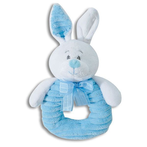 Nubby Cord Plush Blue Bunny Baby Rattle