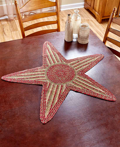 Homestead Jute Burgundy Braided Star Table Centerpiece Accent Decor