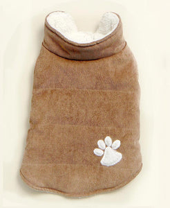 Brown Fleece Lined Interior Large Corduroy Pet Jacket Pet Supplies