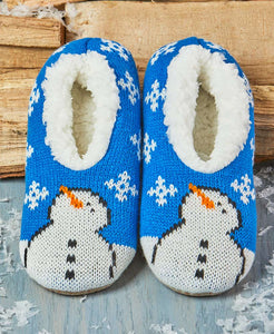Thick Sherpa Snowman Slippers