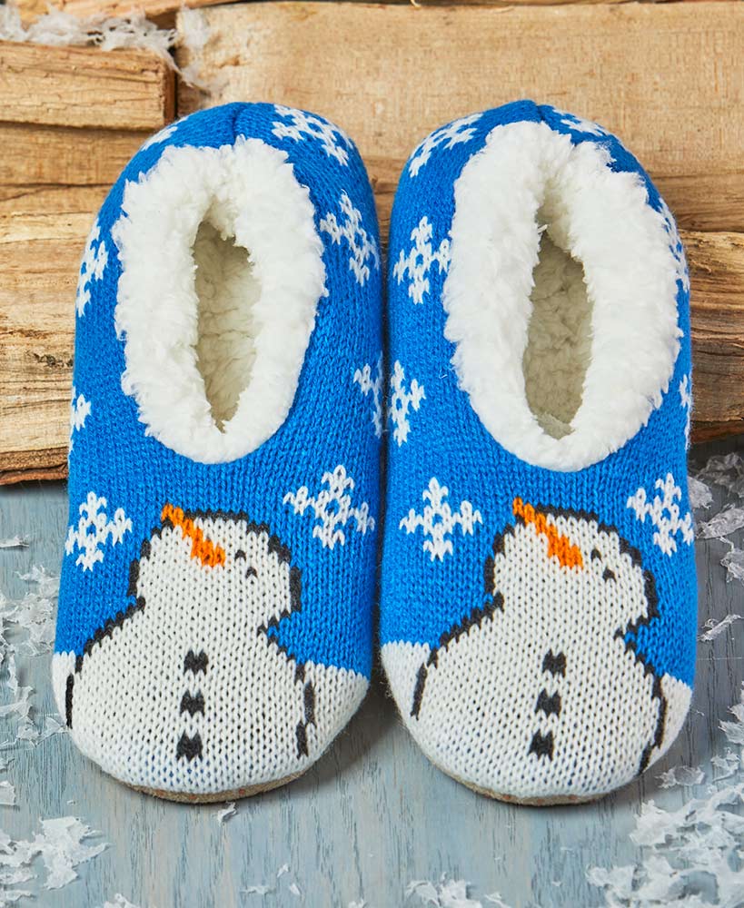 Thick Sherpa Snowman Slippers