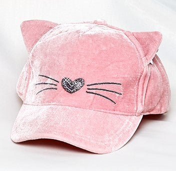 Girls Novelty Pink Kitty Face Adjustable Baseball Hat Kids Gifts