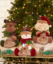 Load image into Gallery viewer, Plush Reindeer with Small Gift Sack